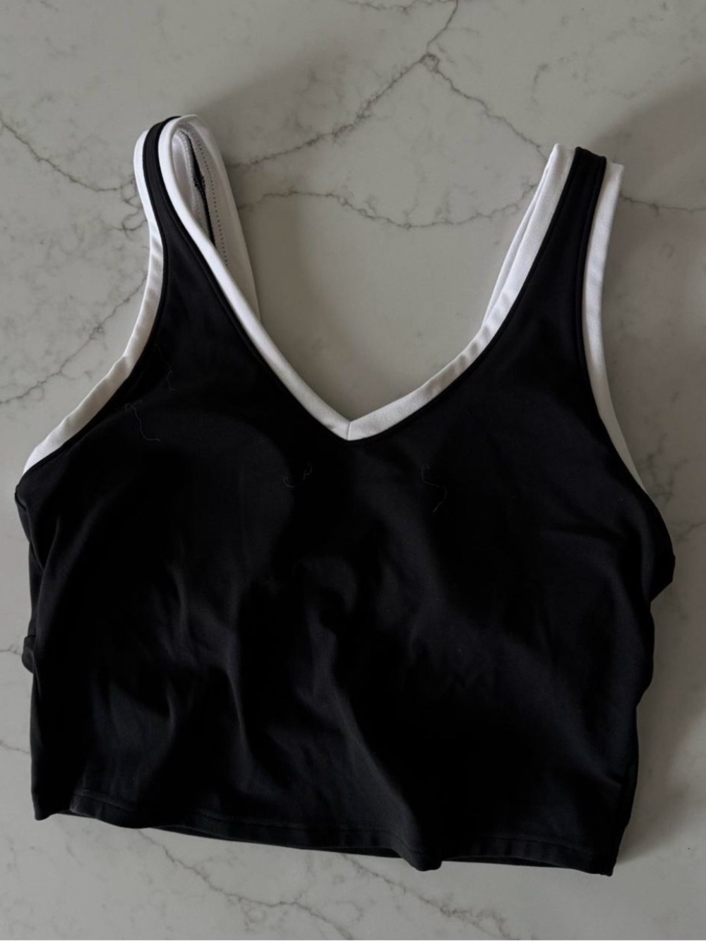 Black & White V-Neck Crop Target Tank